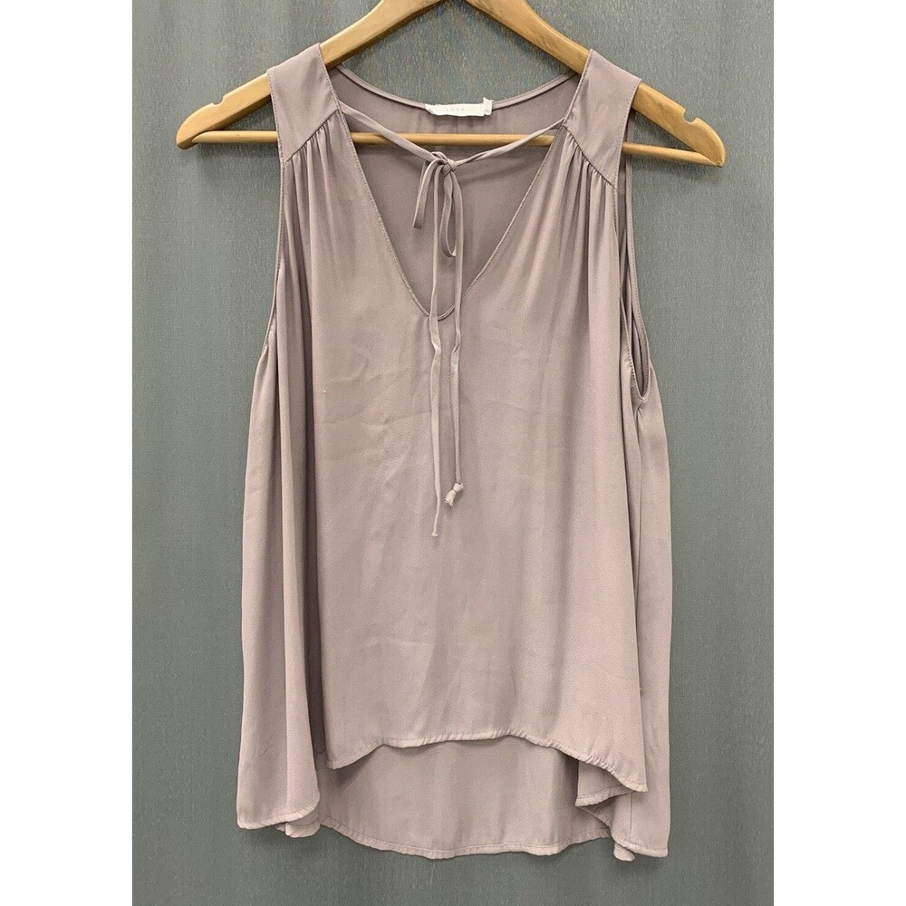 Y2K Lush Sleeveless Tie Neck Top Sz Large Pastel Purple Babydoll Romantic Fairy